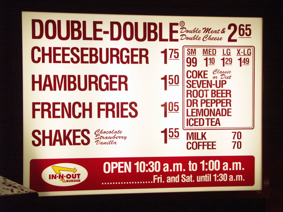 in n out menu prices